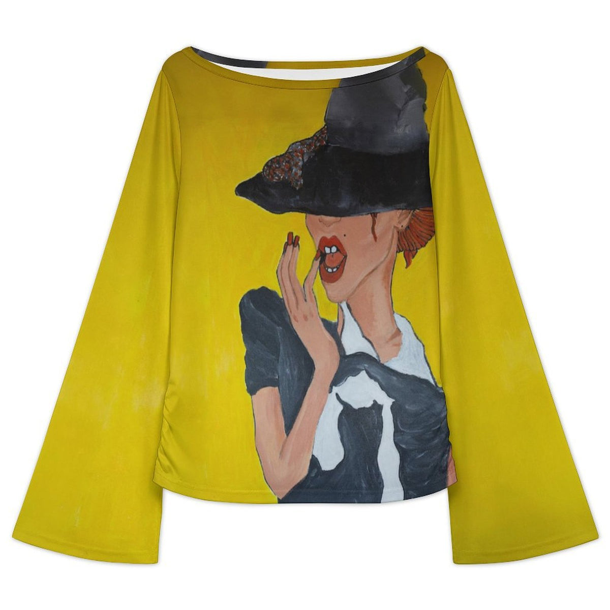 Margarita Baeza – “Under the Brim” Art Flare-Sleeve Top