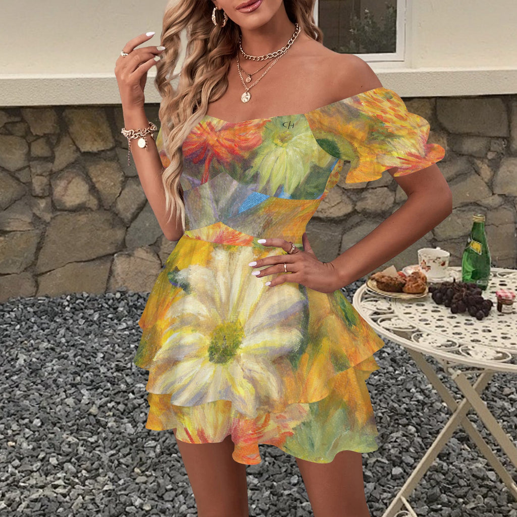 Katie Deits – “Remembering Vincent” Art Off-Shoulder Ruffle Dress