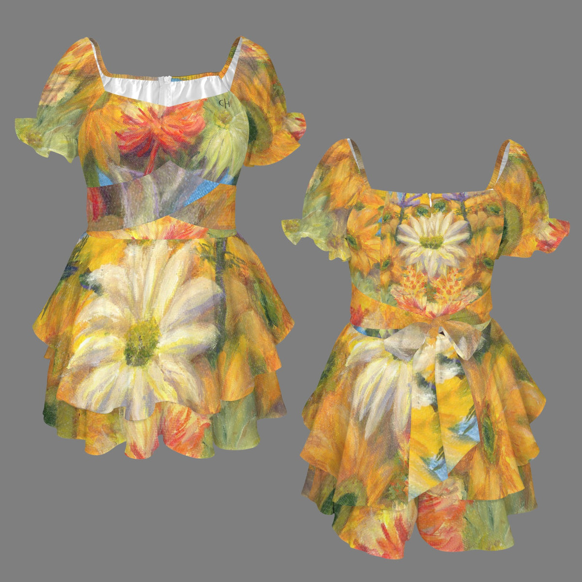 Katie Deits – “Remembering Vincent” Art Off-Shoulder Ruffle Dress