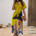 Margarita Baeza – Under the Brim Art Women’s Shirt Dress with Waist Tie