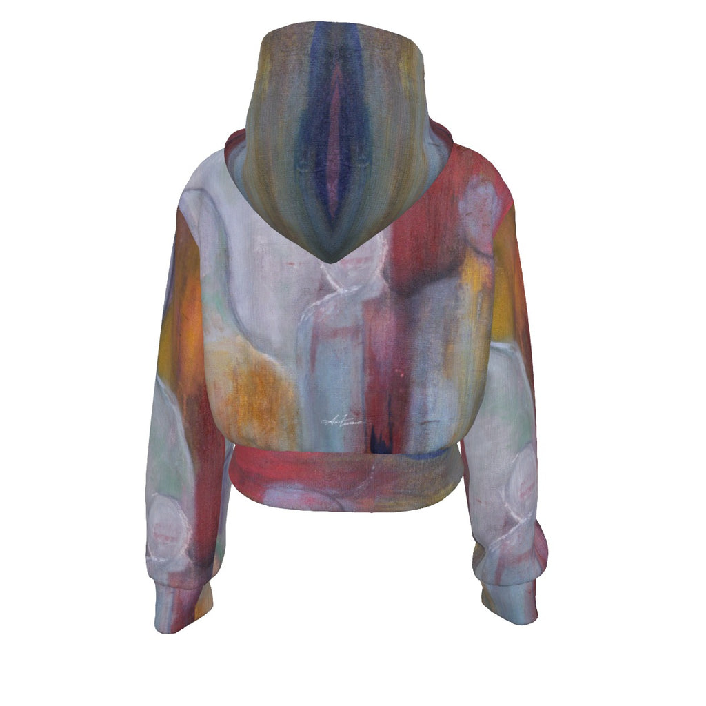 Anthony Ferrara – “Family Unseen” Art Women's Cropped Zip-Up Hoodie