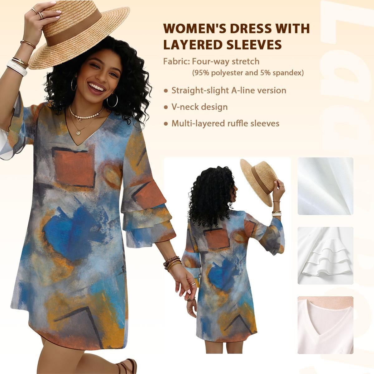 Anthony Ferrara – “The Blessing” Art Stacked Ruffle Sleeve Dress