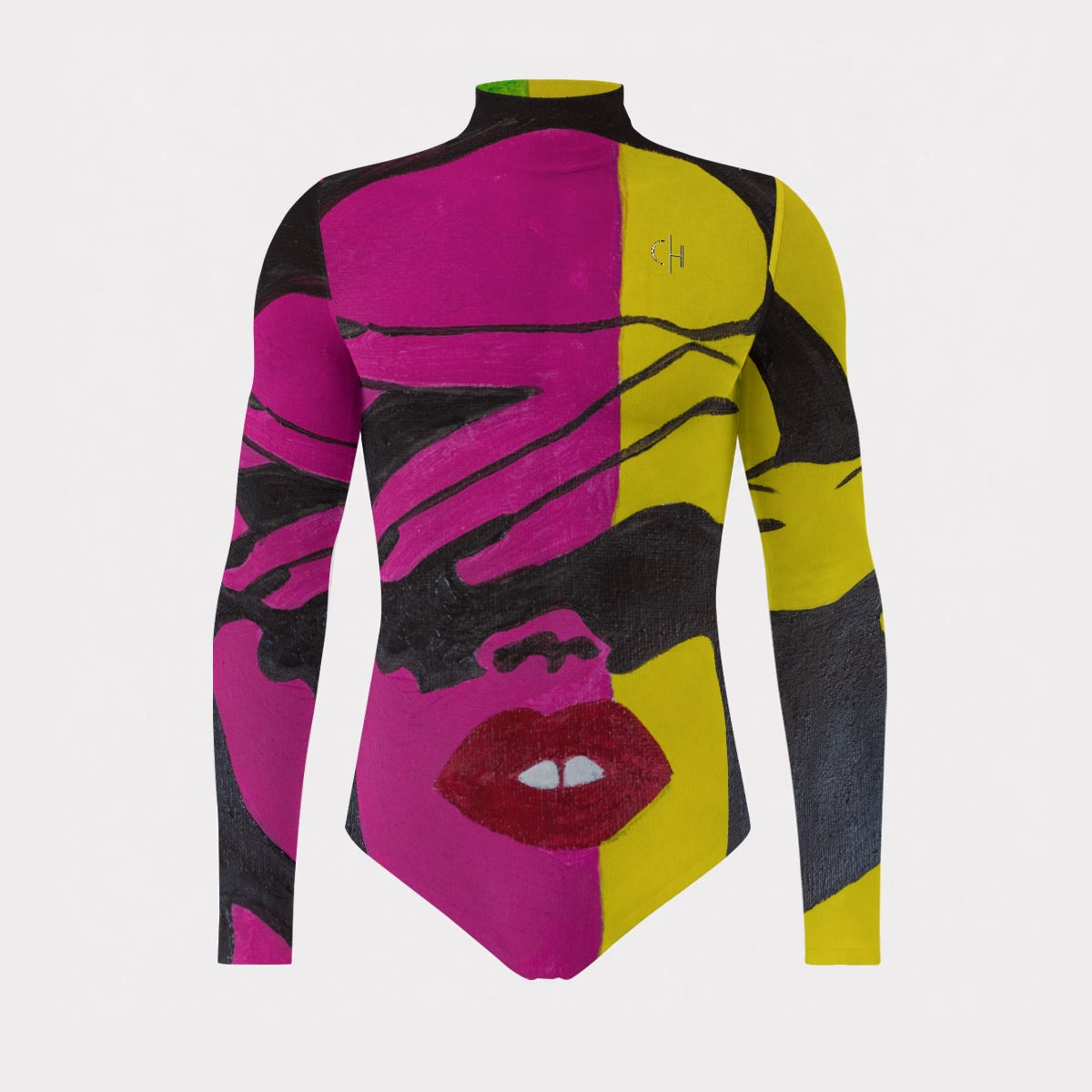 Margarita Baeza – “Colorblind” Art Mesh Turtleneck Bodysuit