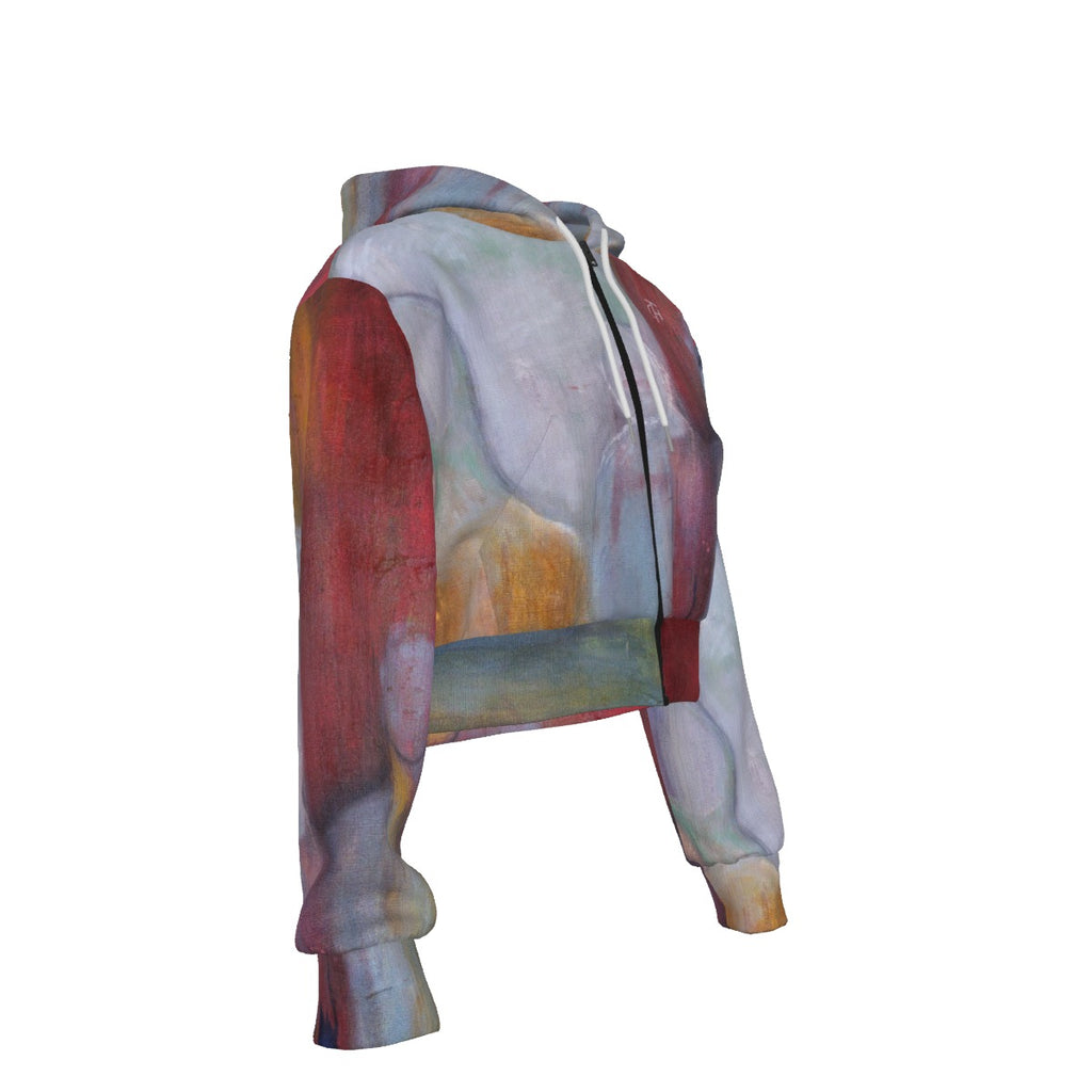 Anthony Ferrara – “Family Unseen” Art Women's Cropped Zip-Up Hoodie