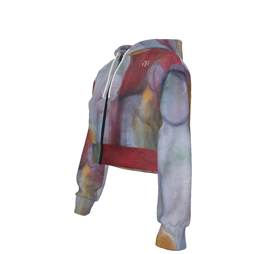 Anthony Ferrara – “Family Unseen” Art Women's Cropped Zip-Up Hoodie