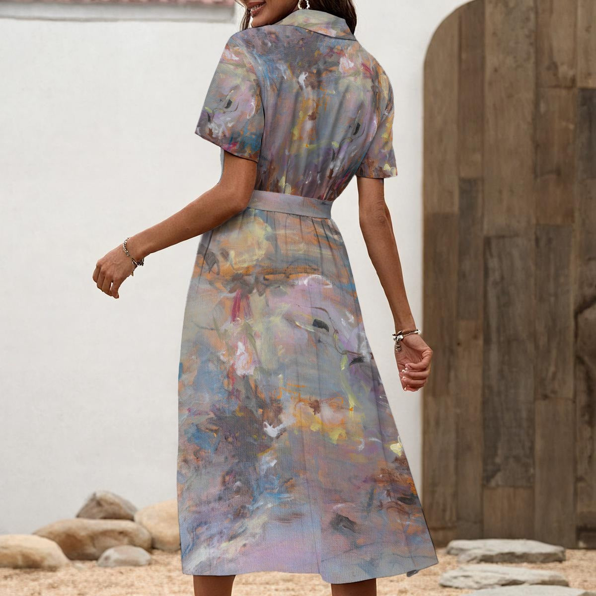 Micha Matouk – Wild Art Women’s Shirt Dress with Waist Tie