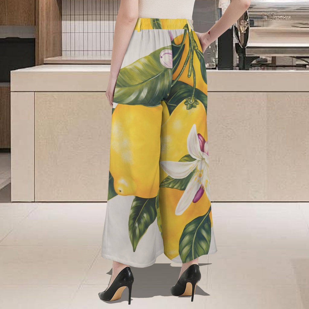 Sonia Giusto – “Limones” Art Wide-Leg Pants
