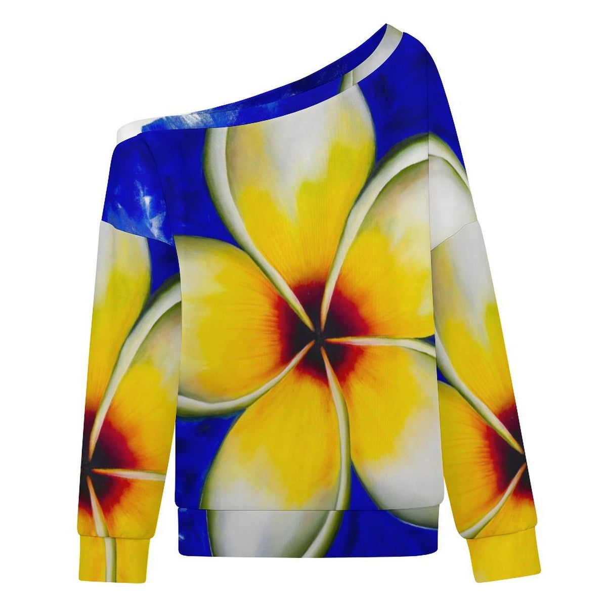 Sonia Giusto – “Plumeria” Art Women’s Off-Shoulder Sweatshirt