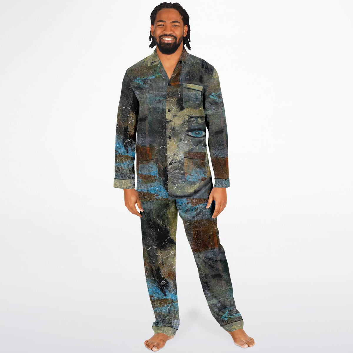 Anthony Ferrara – “Blue Eye” Art Men's Satin Pajama Set
