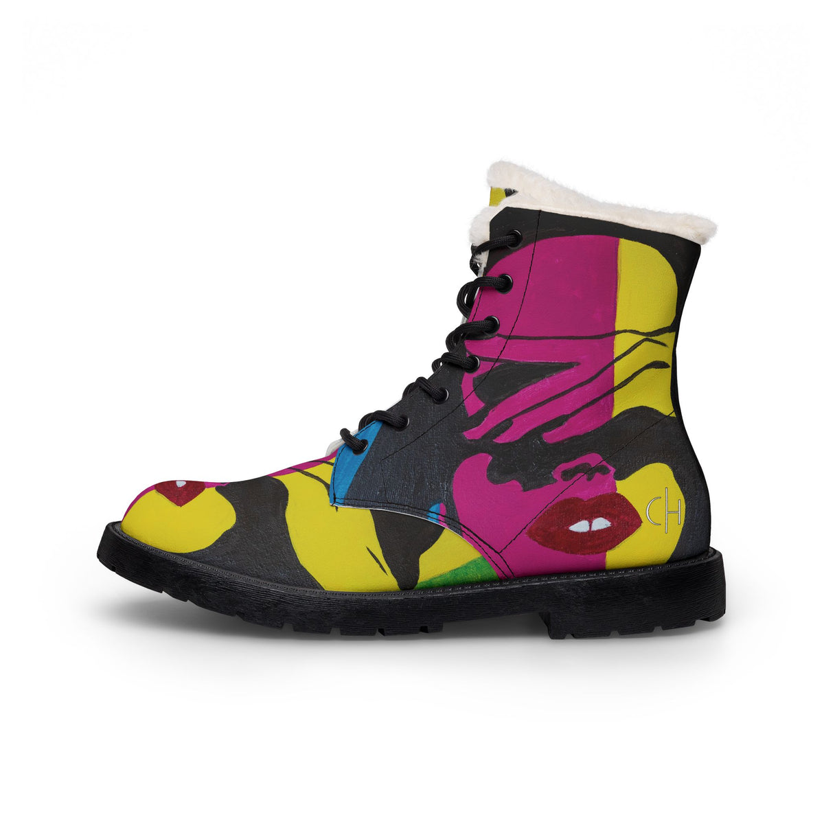 Margarita Baeza – “Colorblind” Art Fur-Lined Boots