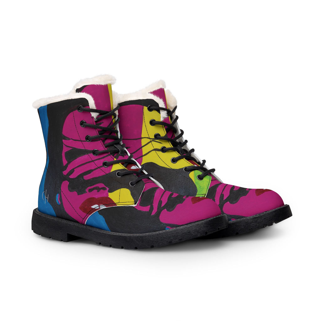 Margarita Baeza – “Colorblind” Art Fur-Lined Boots