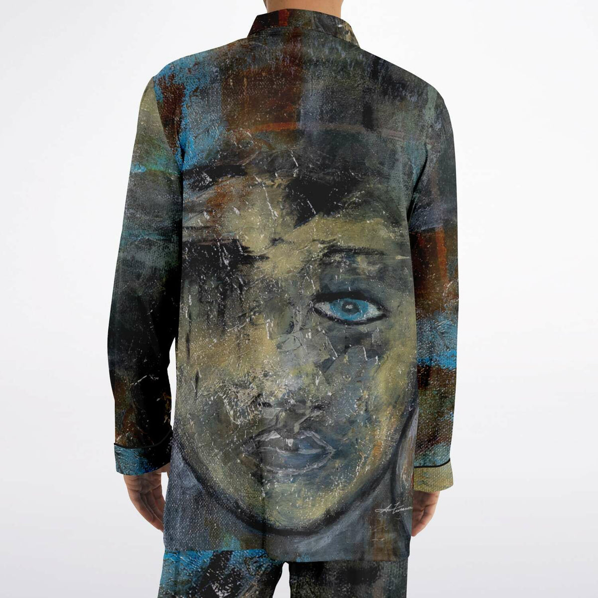Anthony Ferrara – “Blue Eye” Art Men's Satin Pajama Set