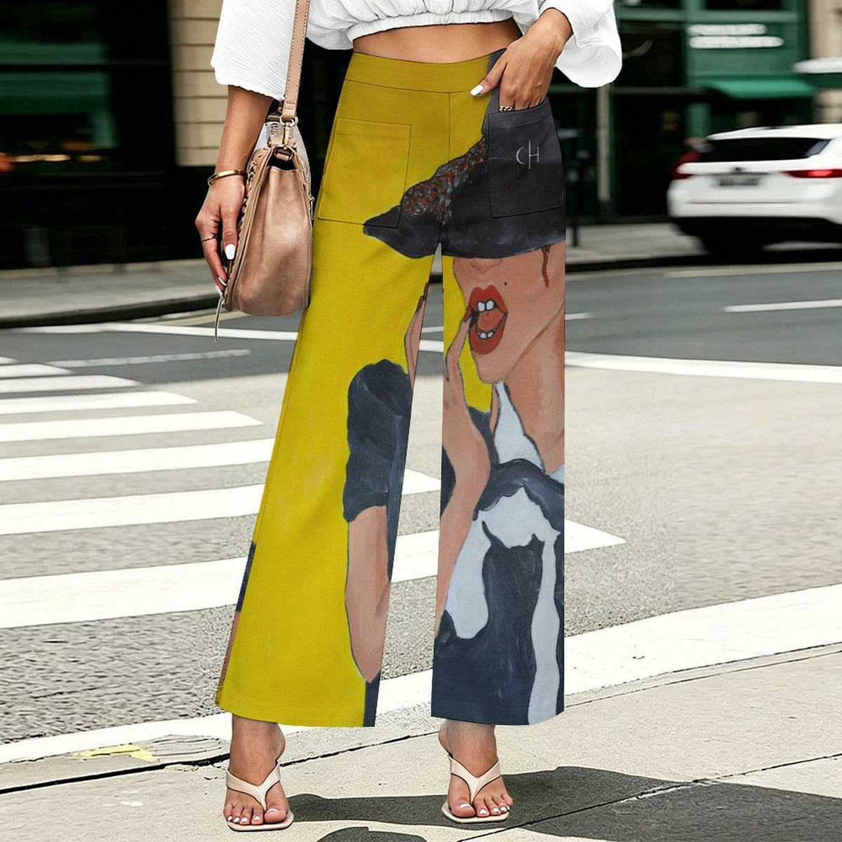 Margarita Baeza – “Under the Brim” Art Wide-Leg Pants