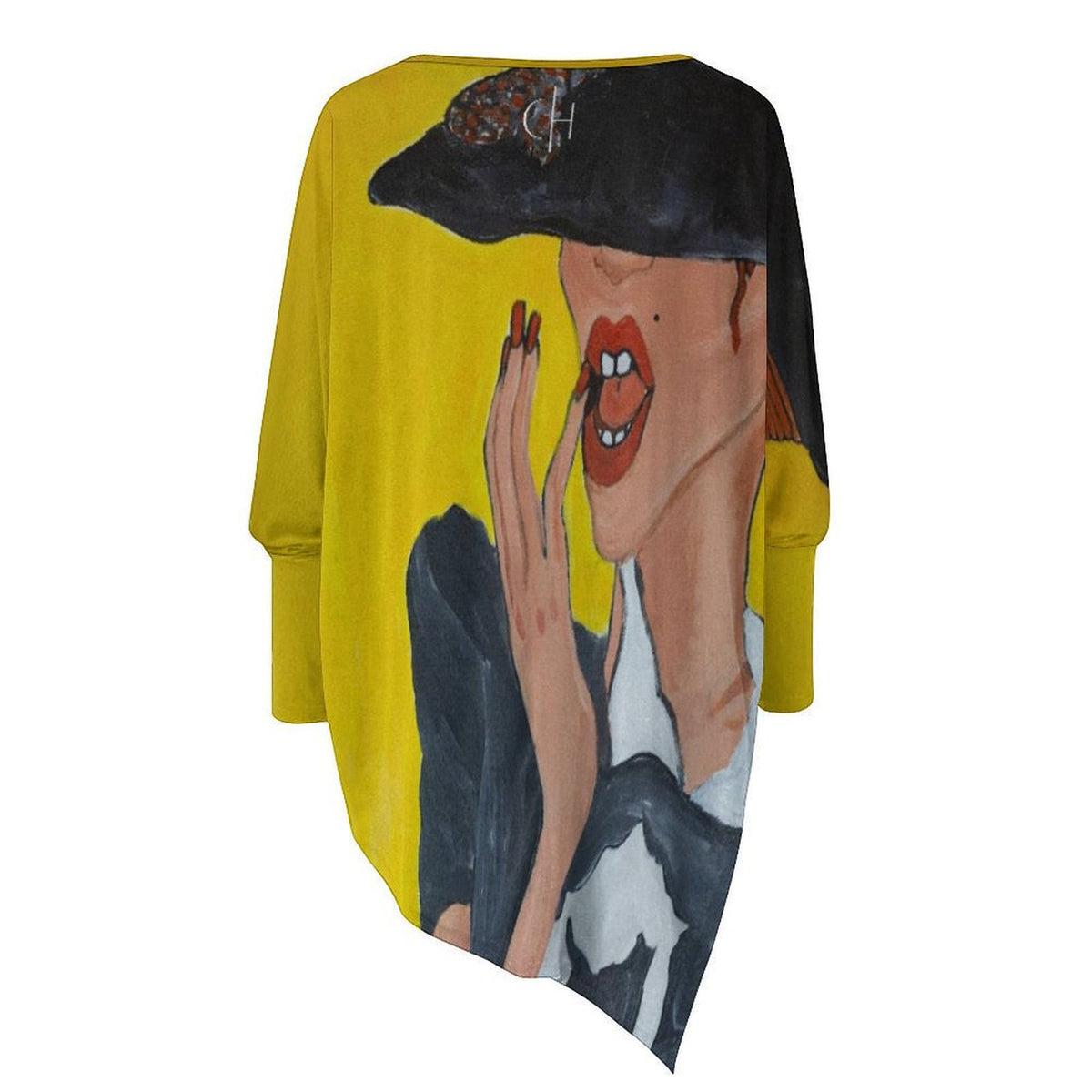 Margarita Baeza – “Under the Brim” Art Asymmetric Hem Long Sleeve Top