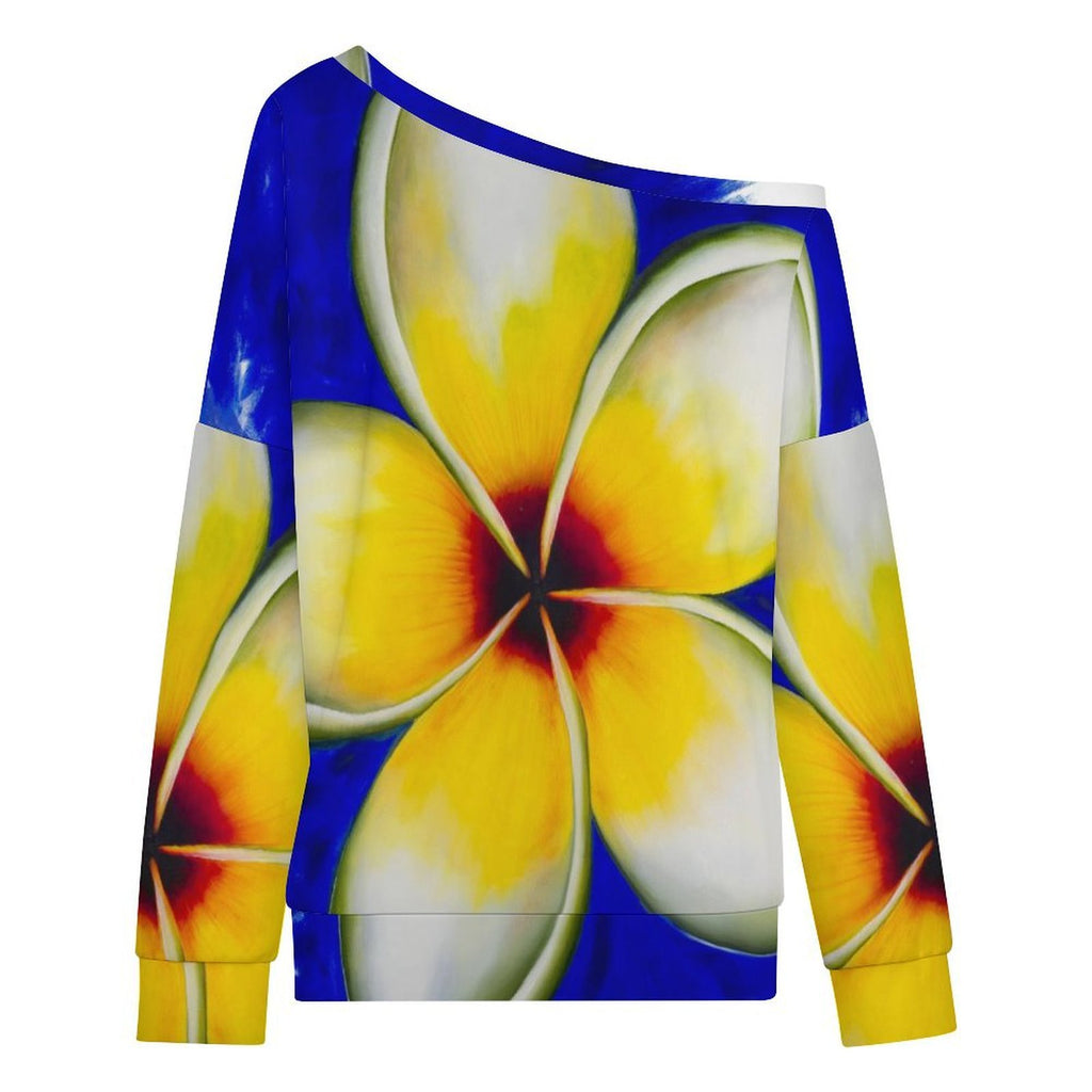 Sonia Giusto – “Plumeria” Art Women’s Off-Shoulder Sweatshirt
