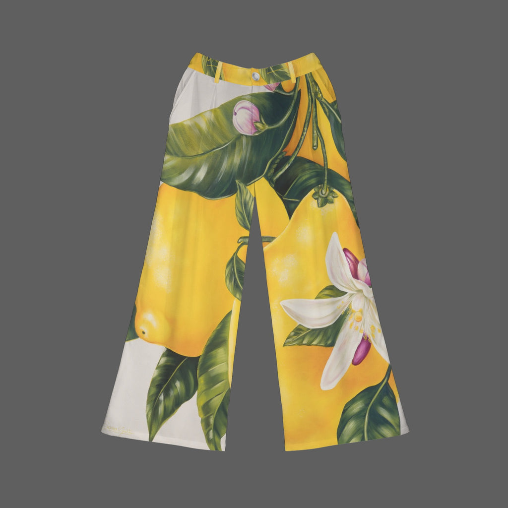 Sonia Giusto – “Limones” Art Wide-Leg Pants