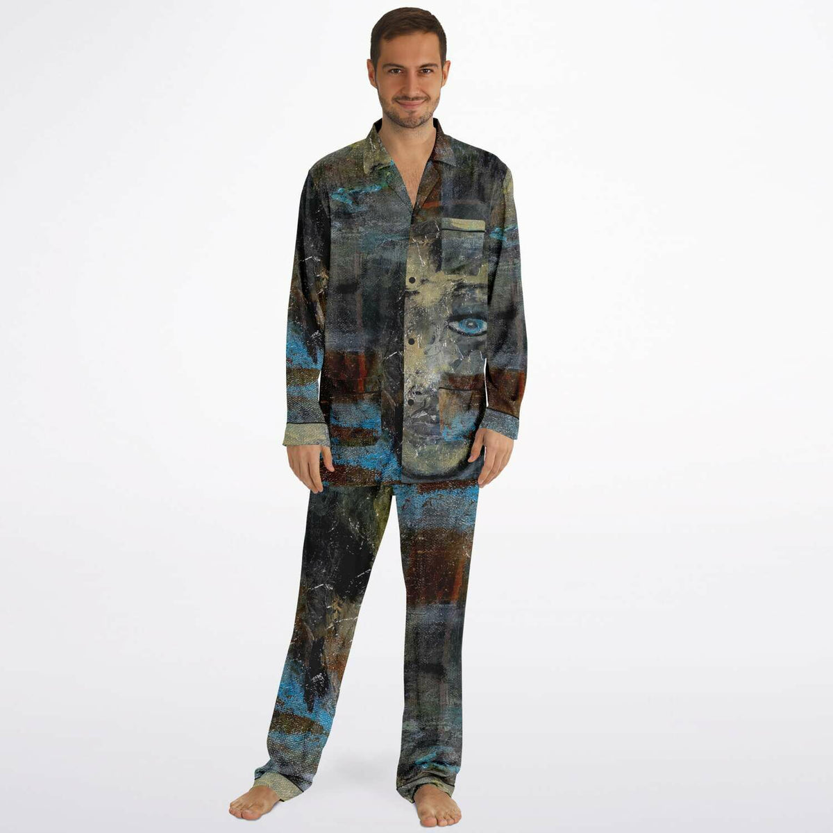 Anthony Ferrara – “Blue Eye” Art Men's Satin Pajama Set