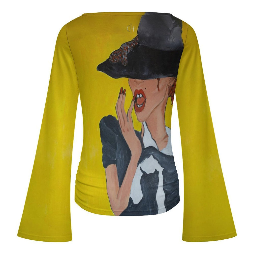 Margarita Baeza – “Under the Brim” Art Flare-Sleeve Top